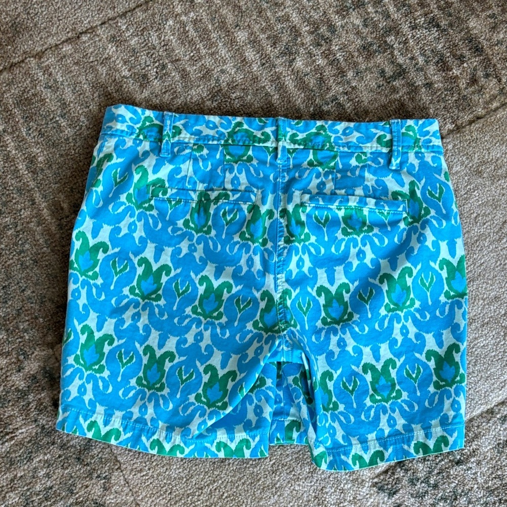 Talbots Relaxed Chino Turquoise & Green Patterned Cotton Shorts - Picture 3 of 12